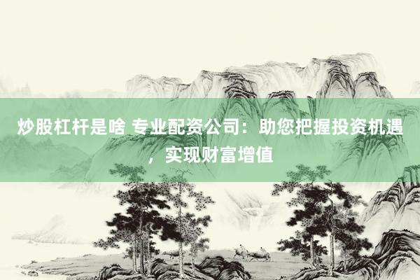 炒股杠杆是啥 专业配资公司：助您把握投资机遇，实现财富增值