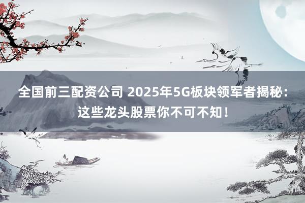 全国前三配资公司 2025年5G板块领军者揭秘：这些龙头股票你不可不知！