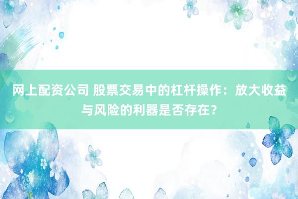 网上配资公司 股票交易中的杠杆操作：放大收益与风险的利器是否存在？
