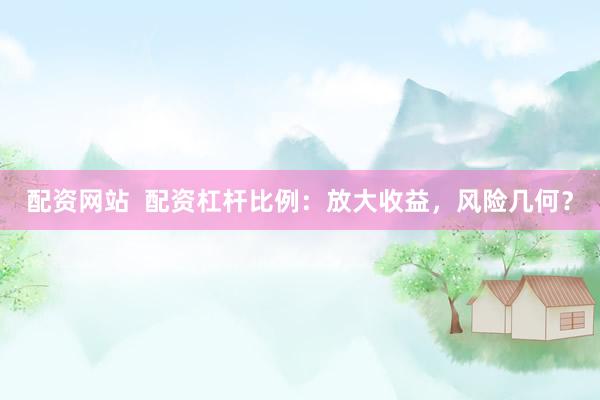 配资网站  配资杠杆比例：放大收益，风险几何？