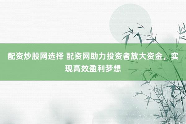 配资炒股网选择 配资网助力投资者放大资金，实现高效盈利梦想