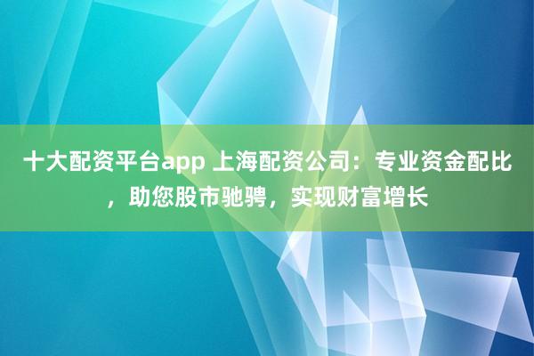 十大配资平台app 上海配资公司：专业资金配比，助您股市驰骋，实现财富增长