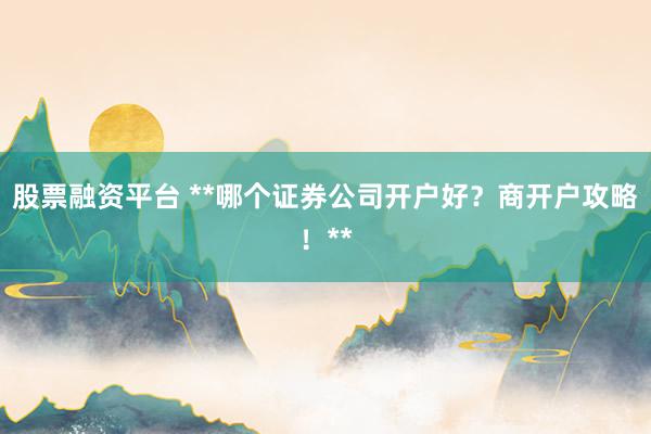股票融资平台 **哪个证券公司开户好？商开户攻略！**