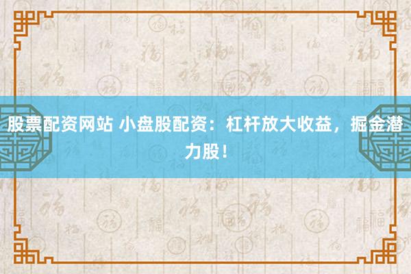 股票配资网站 小盘股配资：杠杆放大收益，掘金潜力股！
