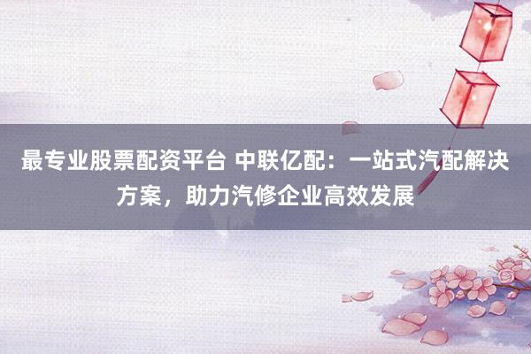 最专业股票配资平台 中联亿配:一站式汽配解决方案,助力汽修企业高效发展
