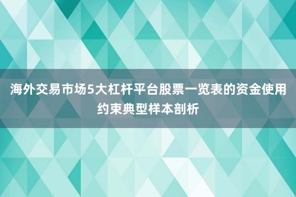 海外交易市场5大杠杆平台股票一览表的资金使用约束典型样本剖析