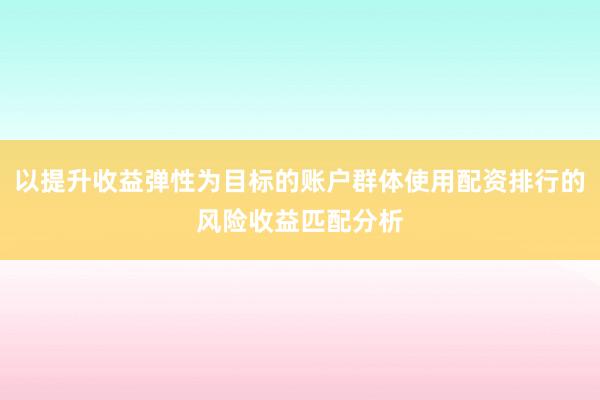 以提升收益弹性为目标的账户群体使用配资排行的风险收益匹配分析